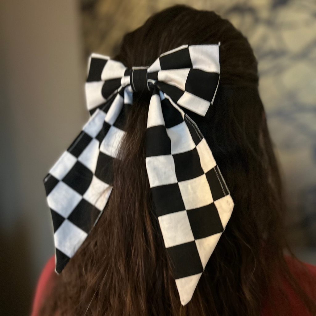 Checkered Flag Hair Bow